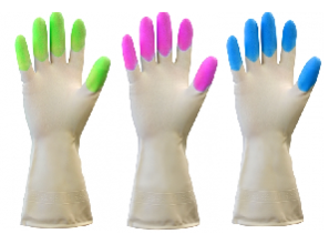 Перчатки хозяйственные виниловые Komfi микс из трех цветов M